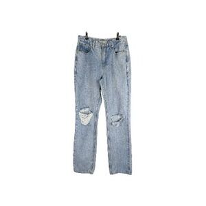 Good American Womens 90s Icon Straight‎ Leg Jeans Size 8/29 High Rise Distressed